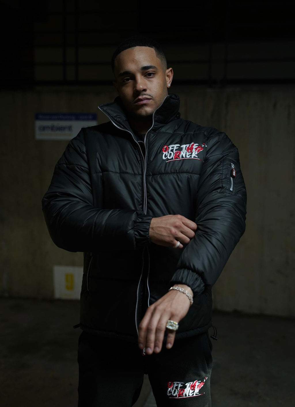 Black & Blood Red Notorious OG' Fitted Puffer