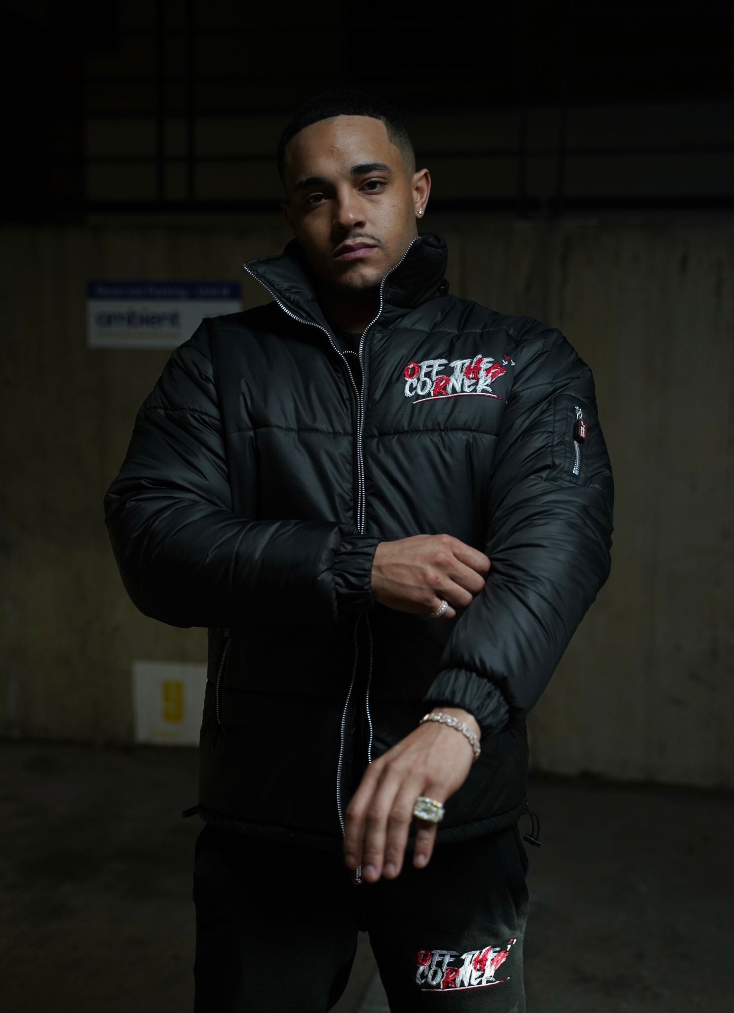 Black & Blood Red Notorious OG' Fitted Puffer