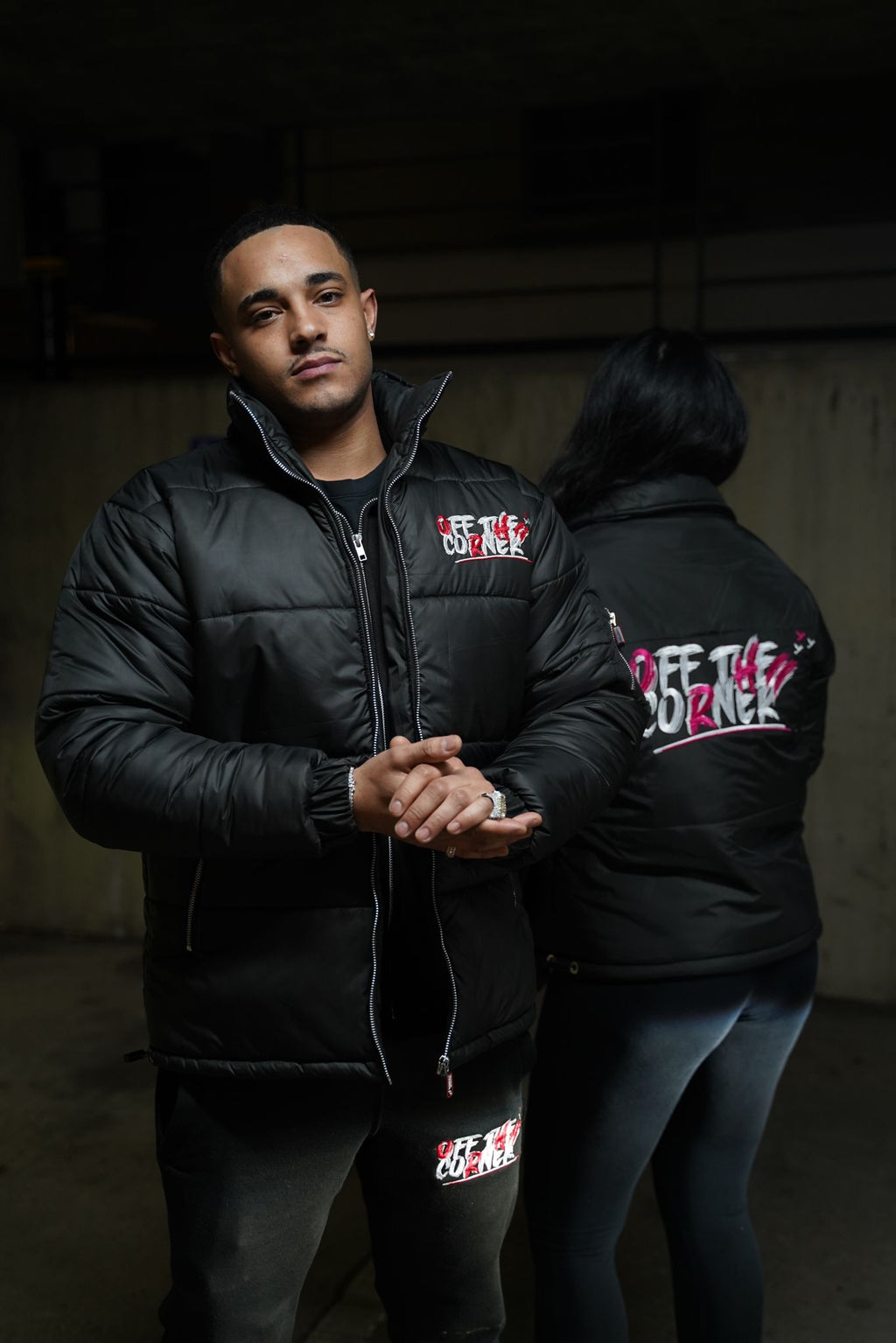 Black & Blood Red Notorious OG' Fitted Puffer