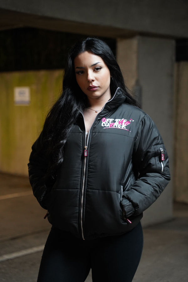Black & Rose Pink Notorious OG' Fitted Puffer