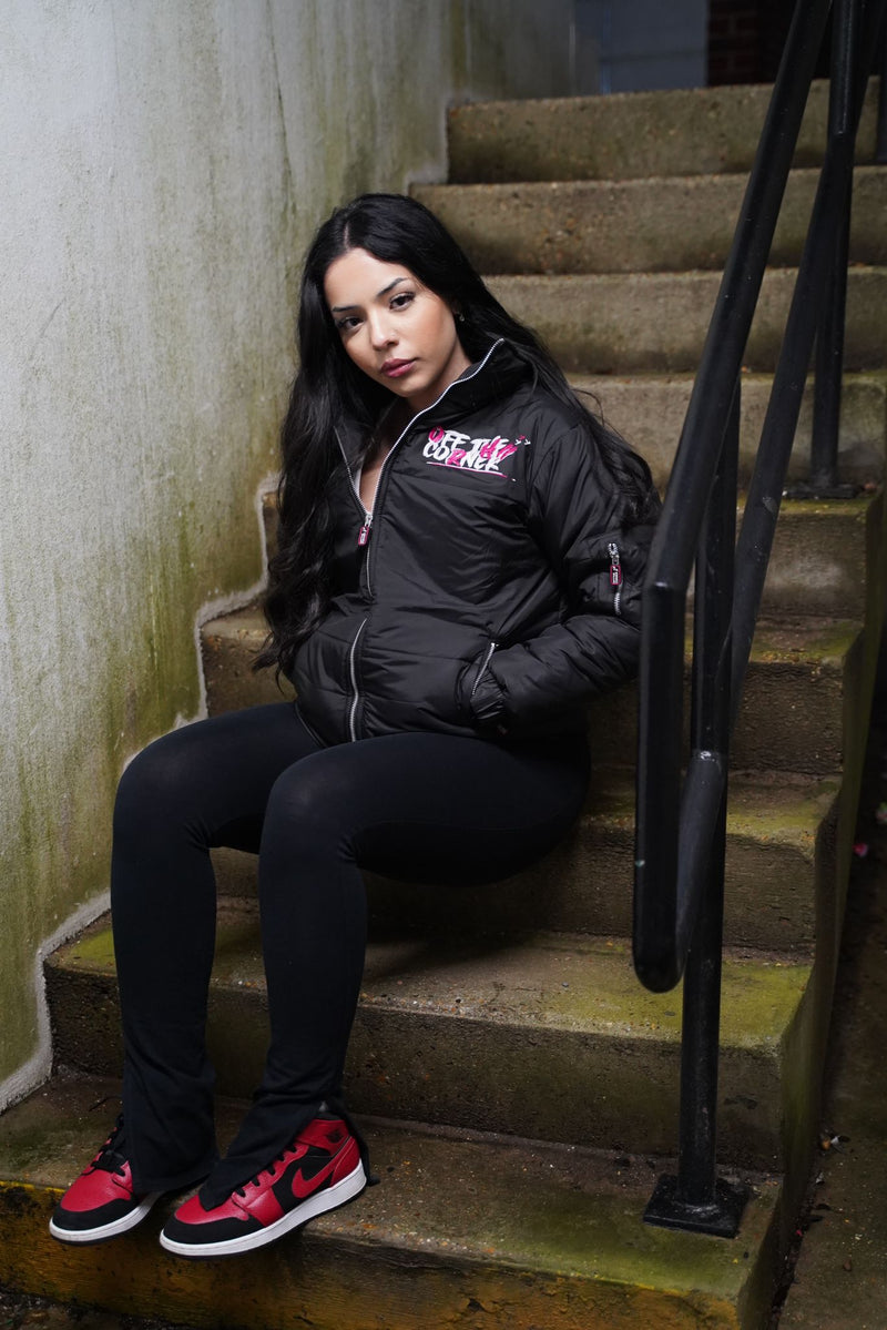 Black & Rose Pink Notorious OG' Fitted Puffer